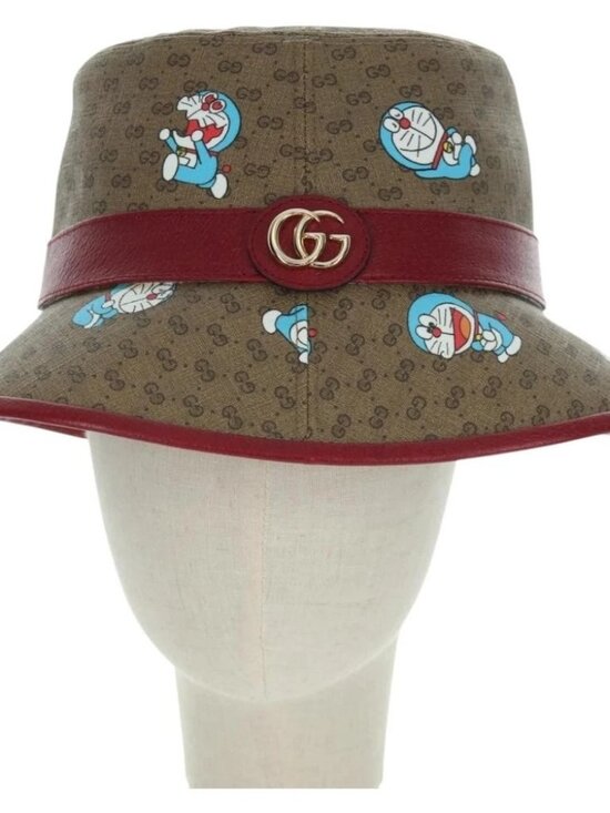 GUCCI x Doraemon Micro GG Supreme Doraemon Bucket Hat Brown Auth 166970SM main image 13